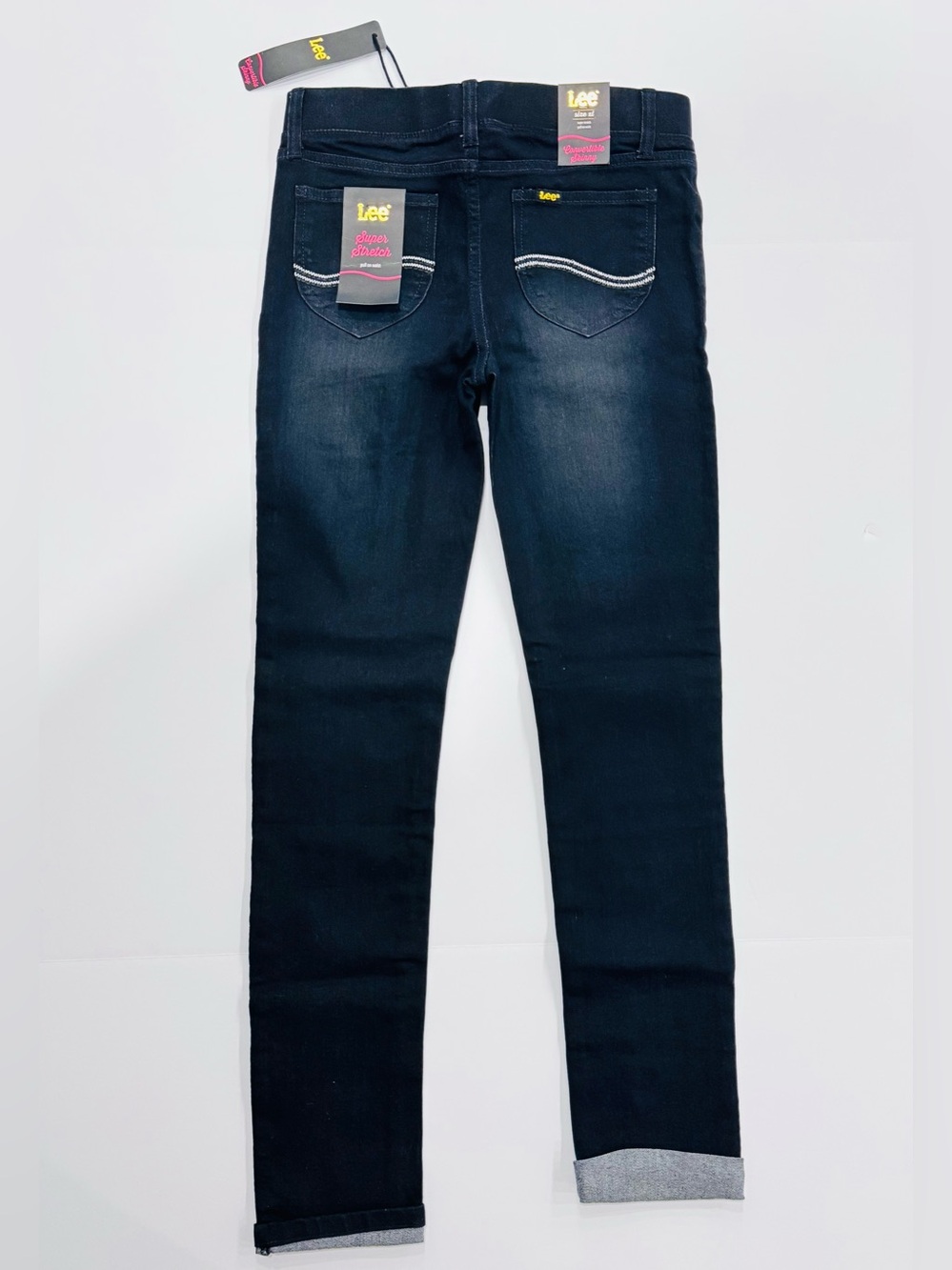 Lee Women's Girls Black Dark Wash Stretch pull-up Denim Skinny Jeans Slim Fit XL